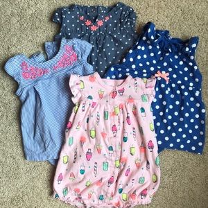 Carter’s 6 month rompers, lot of 4